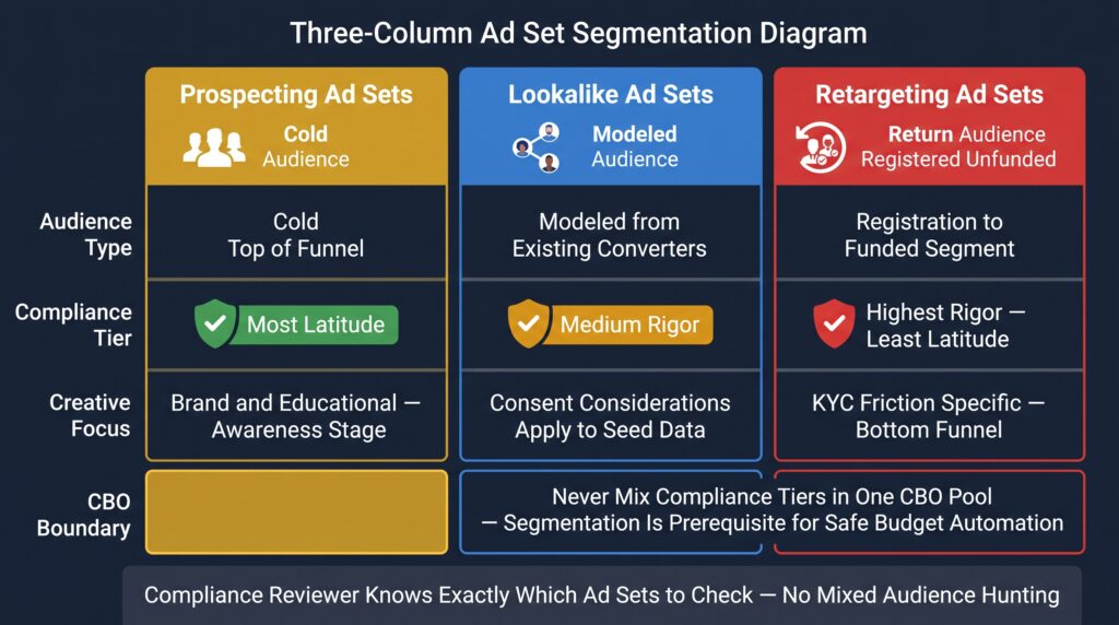 Ad Set Segmentation by Funnel Stage and Audience Type, Meta Ads Account Structure for Forex Brokers