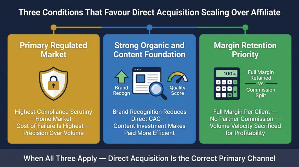 When Direct Acquisition Scales Better