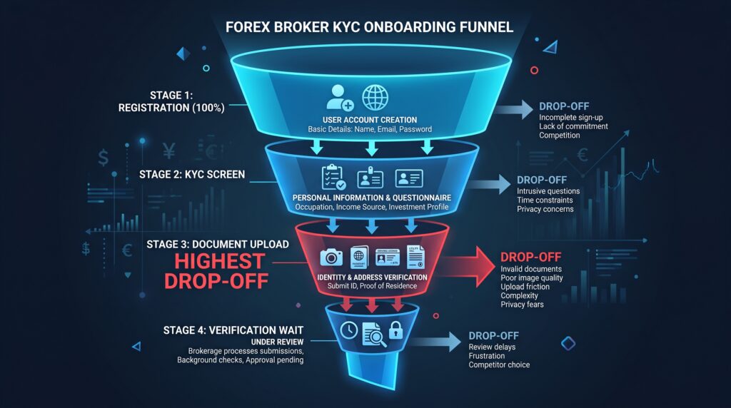 Forex Broker KYC Onboarding funnel
